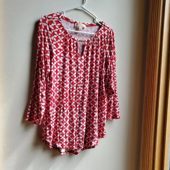 MICHAEL Michael Kors Red & White Geometric Print Jersey Size Small - Picture 6 of 16